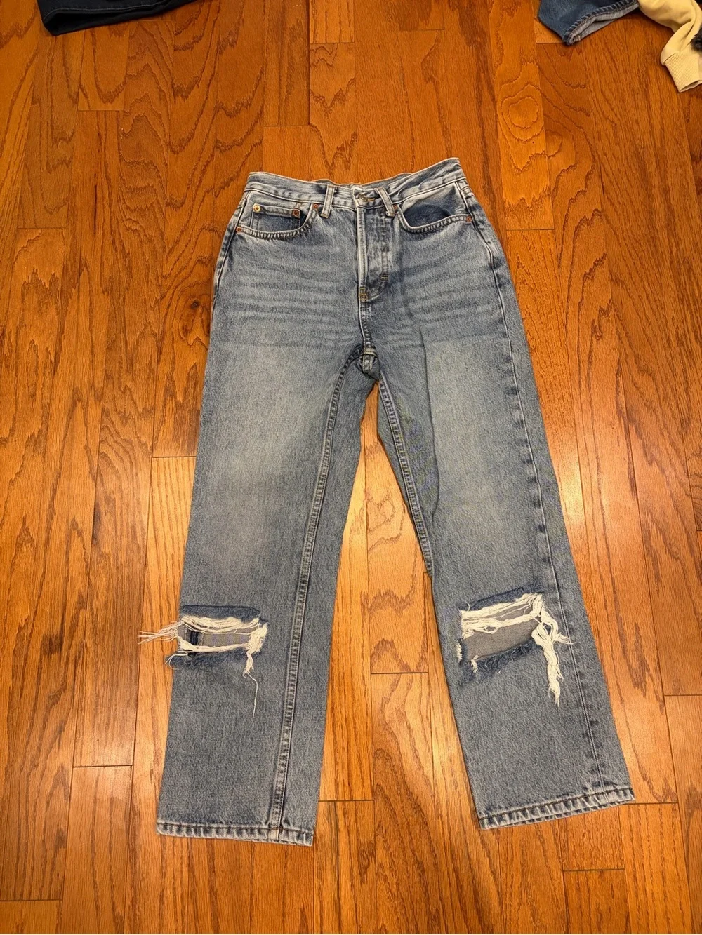 Topshop light blue distressed‎ denim jeans